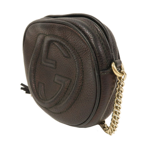 GUCCI GG GHW Chain Shoulder Bag 353965 Calfskin Leather Brown