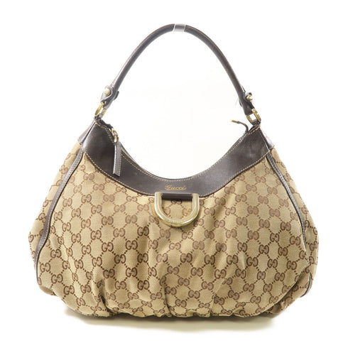 GUCCI GG GHW D Ring Large Handbag 189833 Coated Canvas/Leather Brown