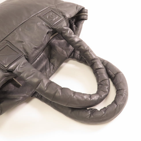 CHANEL CC SHW Coco Cocoon Tote Bag Lambskin Leather Black