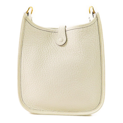 HERMES GHW Evelyne TPM Shoulder Bag Clemence New White