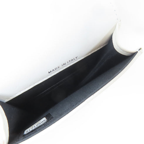 CHANEL Quilted CC SHW Phone Holder 2way Chain Shoulder Lambskin Leather White