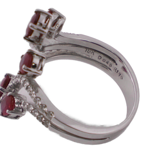 JEWELRY Ruby/Diamond Ring 18K White Gold US#7.5