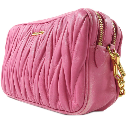 Miu Miu GHW Shoulder Bag Crossbody Lambskin Leather Pink