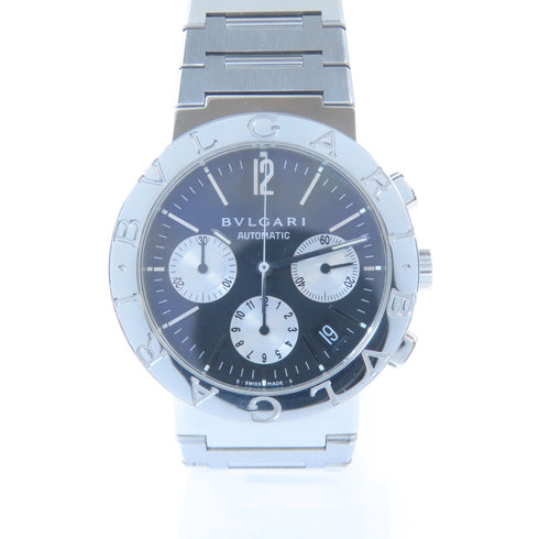 BVLGARI Chronograph Automatic Watch BB38SSCH Stainless Steel Black