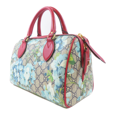 GUCCI GG GHW Floral Blooms Small GG Supreme Bag 546314 PVC Coated Canvas Brown