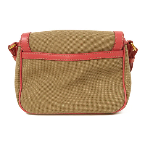 PRADA GHW Corsaire Cloth Crossbody Shoulder Bag Canvas Brown Pink