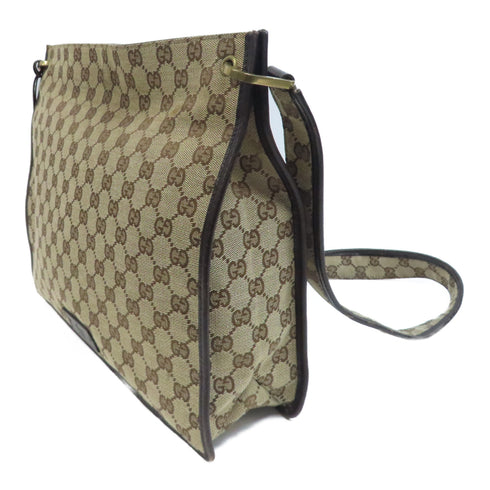 GUCCI GG GHW Shoulder Bag Canvas Brown