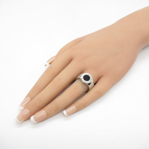 BVLGARI Tubogas Onyx Ring 18K White Gold Bvlgari#52 US#6.25
