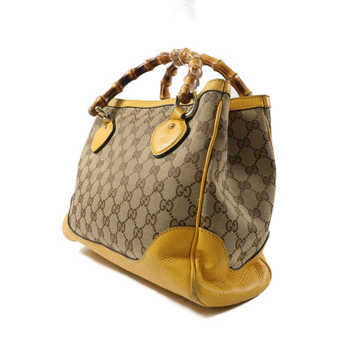 GUCCI GG GHW Diana 2 Way Shoulder Bag Handbag 308360 Canvas/Leather Brown/Yellow