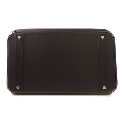 HERMES PHW Haut A Courroies 40 Tote Bag Handbag Evergrain Leather Noir Black