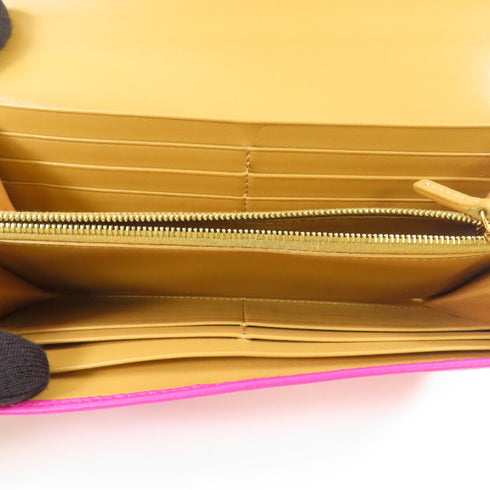 FENDI GHW Long Wallet 8M0251 Calfskin Leather Pink