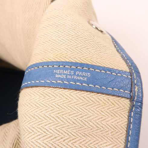 HERMES PHW GardenParty PM Hand Bag/Tote Bag Negonda Leather Bleu Jean