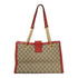 GUCCI GG GHW Padlock GG Tote Shoulder Bag PVC Coated Canvas Brown/Red