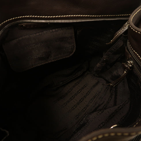 CELINE SHW Shoulder Bag Calfskin Leather Brown