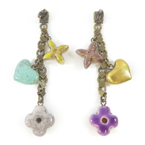 LOUIS VUITTON LV Burkle Dray Charm Baroque Pierced Earrings M65545 Metal Bronze