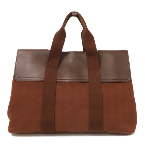 HERMES PHW Valparaiso MM Hand Bag Canvas Brown