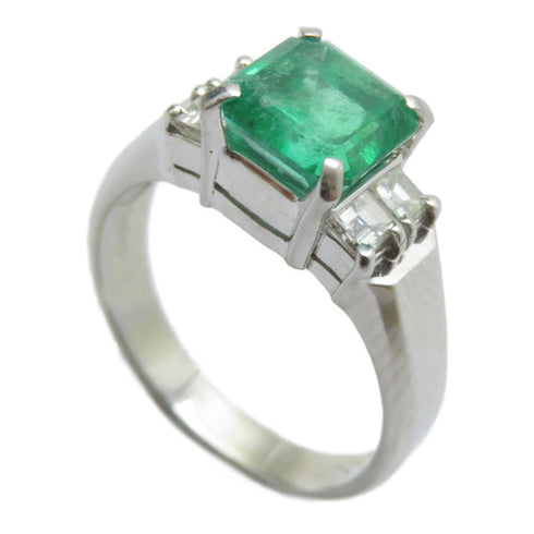 FINE JEWELRY 1.95ct Emerald 0.41ct Diamond Ring PT900 Platinum US#6