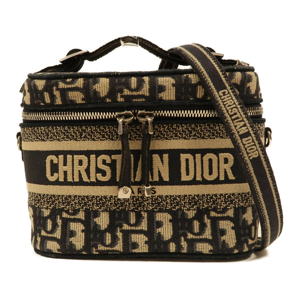 Christian Dior CD SHW Travel Vanlty Small 2Way Bag S5529VRIW Oblique Canvas Blue