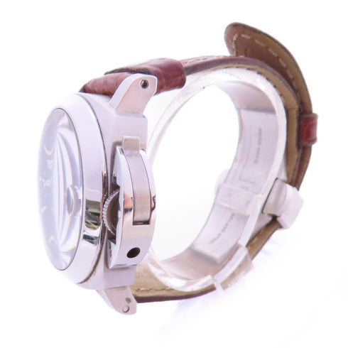 PANERAI Luminor Marina Automatic Watch Leather Belt SS PAM00048 Black