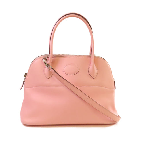 HERMES PHW Bolide 27 Handbag Shoulder Bag Crossbody Swift Leather Rose Sakura