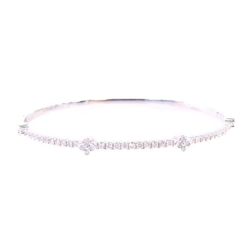 Jewelry SHW 0.707ct Diamond Bangle Bracelet 18K White Gold