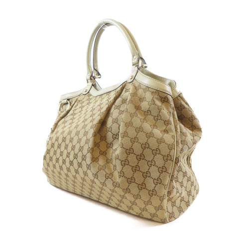 GUCCI GG GHW Sukey Tote Bag Shoulder Handbag 211943 Canvas Brown