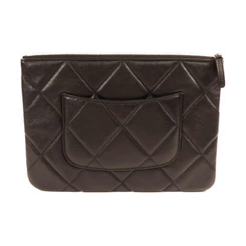 CHANEL CC GHW Clutch Lambskin Leather AP0952 Black