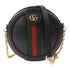 GUCCI GG GHW Ophidia GG Mini Round Shoulder Crossbody Bag 550618 Calfskin Black