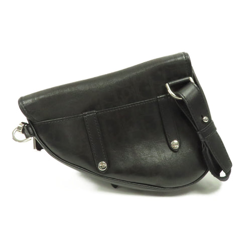 Christian Dior CD SHW Mini Saddle Bag Waist Bag Shoulder Bag 1ADPO Canvas Black