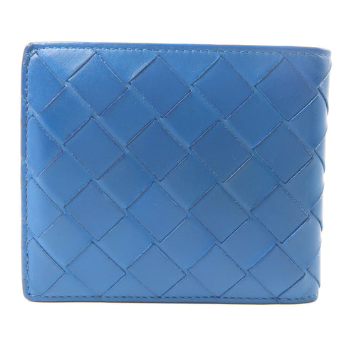 BOTTEGA VENETA Wallet Intrecciato Leather Blue