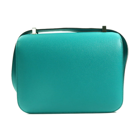 HERMES PHW Constance 24 Shoulder Bag Veau Epsom Leather Bleu Paon Menthe Green