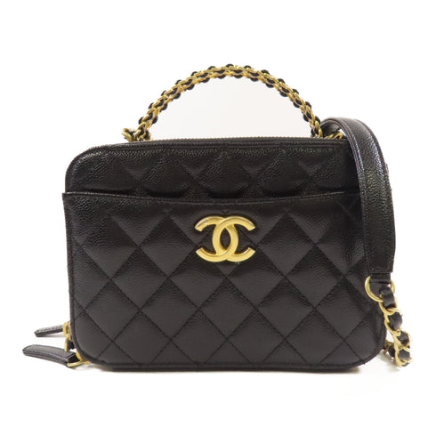 CHANEL CC GHW 2 Way Shoulder Bag AS3222 Calfskin Leather Black