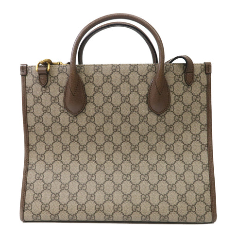GUCCI GG GHW Disney GG Supreme 2 Way Bag Handbag 648134 Coated Canvas Beige