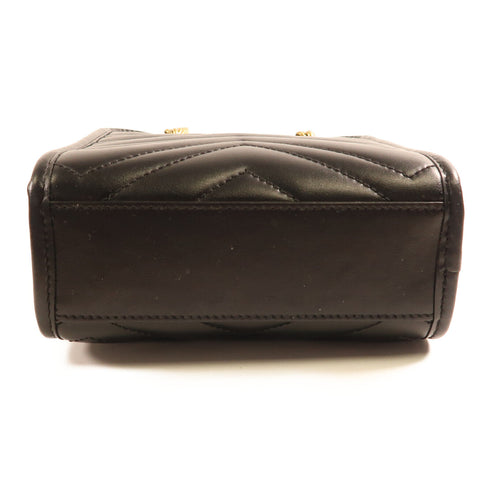 GUCCI GG GHW GG Marmont 2Way Shoulder Handbag Calfskin Leather 696123 Black