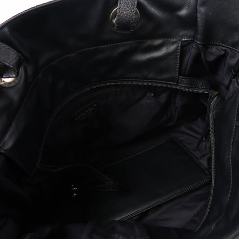 CHANEL Quilted CC SHW Paris Biarritz Tote Bag Canvas Black