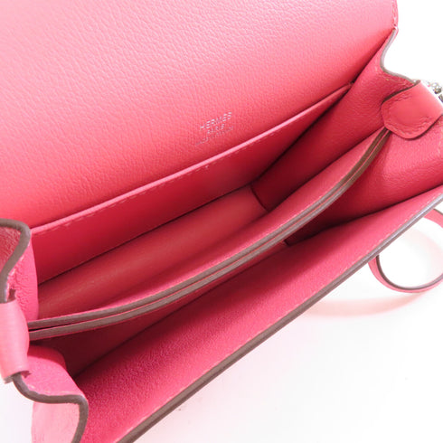 HERMES PHW Mini Roulis Shoulder Bag Evercolor Leather Rose Azalee Pink