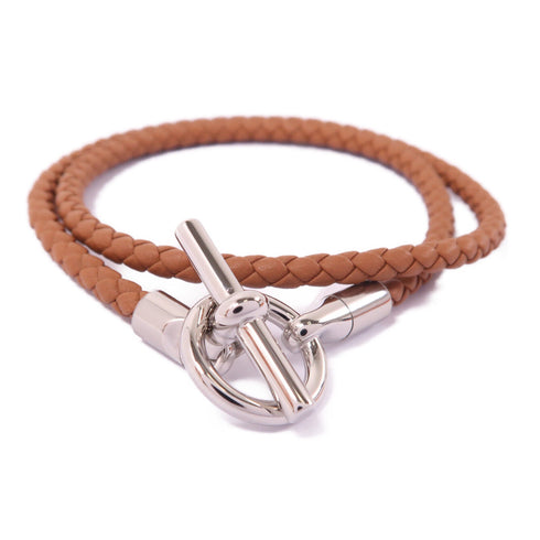 HERMES PHW Collier Glenan Necklace Leather 37/Gold