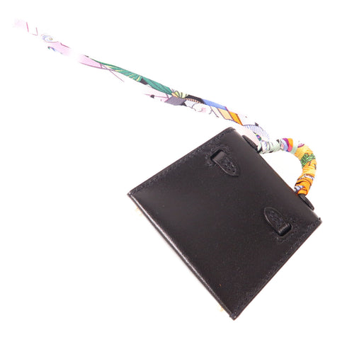 HERMES GHW Kelly Bag Charm Swift Leather Noir Black