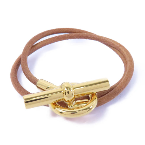 HERMES Glenan Choker Calfskin Leather Brown