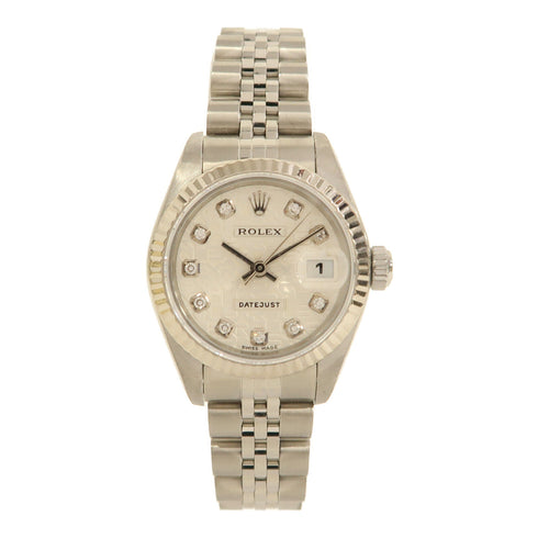 ROLEX Datejust 26mm Diamond Automatic Watch #79174G 18KWG Stainless Steel Silver