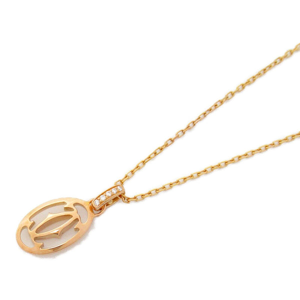 CARTIER Logo Double C Necklace B7219200 Diamond 18K Pink Gold