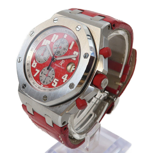 AUDEMARS PIGUET Royal Oak 42mm Automatic Watch Stainless Steel/Leather Red