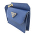 PRADA GHW Card Case Charm Saffiano Leather Blue