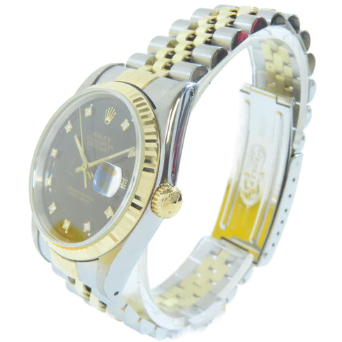 ROLEX Datejust Automatic Watch 16233 Stainless Steel 18K Yellow Gold Black
