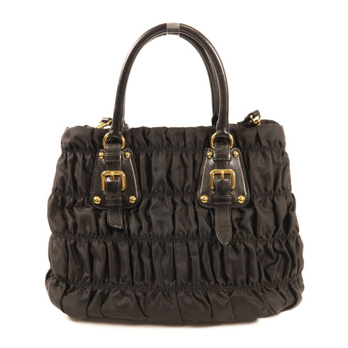 PRADA GHW Gauffre Tote 2 Way Bag Nylon Black