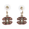 CHANEL CC Rhinestones CC Earrings 06/A Metal Red Gold Tone Color