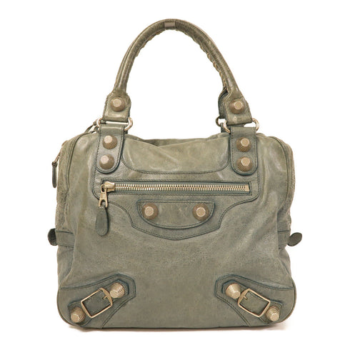 BALENCIAGA SHW Hand Bag Calfskin Leather Green