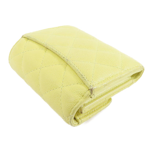 CHANEL Quilted CC GHW Wallet Calfskin Leather Yellow