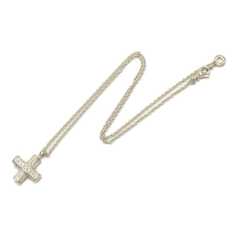 BVLGARI Latin Cross Necklace Pendant Diamond 18KWG White Gold