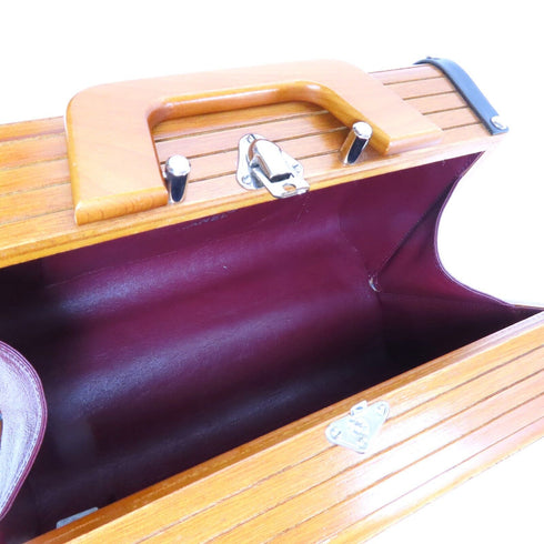 CHANEL CC SHW 1995 Logo Wooden Bag Vanity Case Handbag Wood Brown